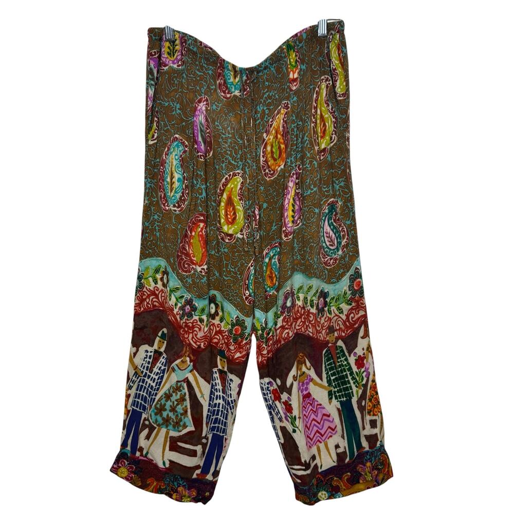 Jams World Size XL Jitterbug Wide Leg Drawstring Waist Rayon Pants